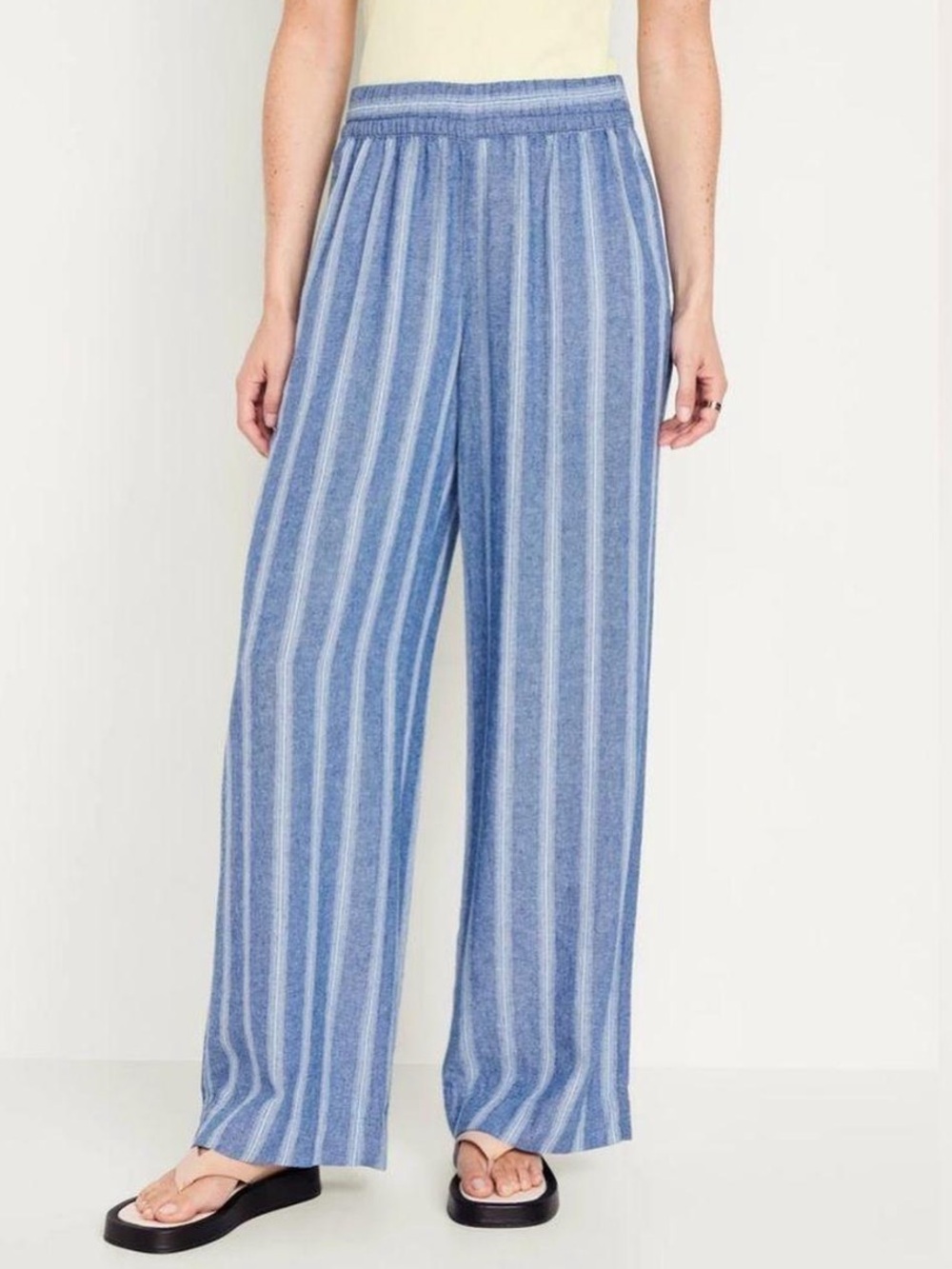 Old Navy Linen Blend Striped Wide-Leg Pants Small